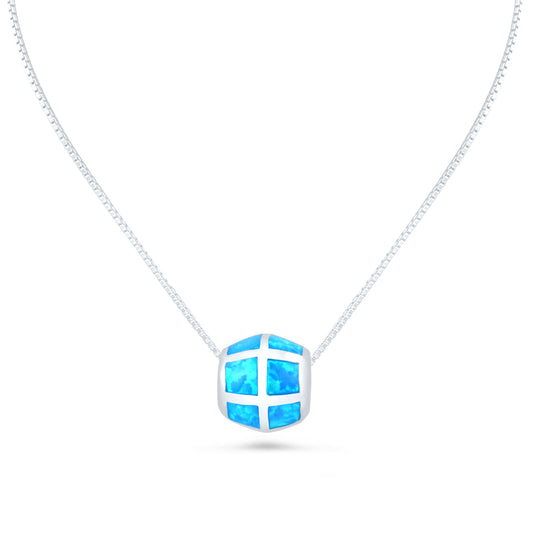 Sterling Silver Created Blue Opal Slider Necklace (18" chain included)