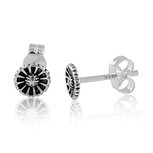 Sterling Silver Girls Dainty Daisy Flower Stud Earrings