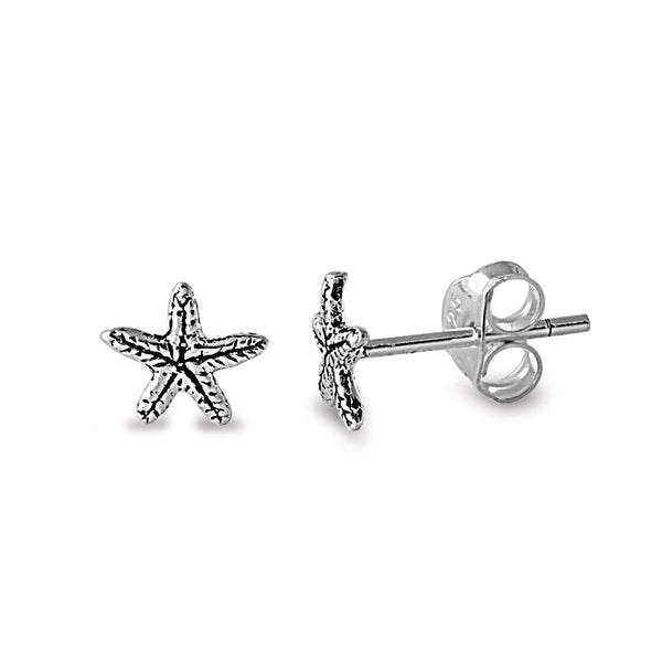 Sterling Silver Nautical Starfish Stud Earrings - 5mm