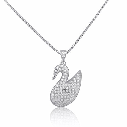 Sterling Silver Cz Swan Necklace