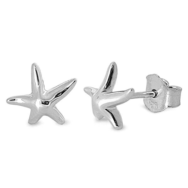 Sterling Silver Starfish Stud Earrings - 8mm
