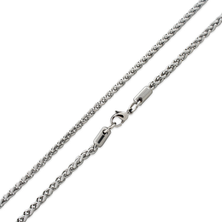 Hypoallergenic Unisex Stainless Steel Spiga Wheat Chain Necklace - 4.0MM  20" - 30" Length