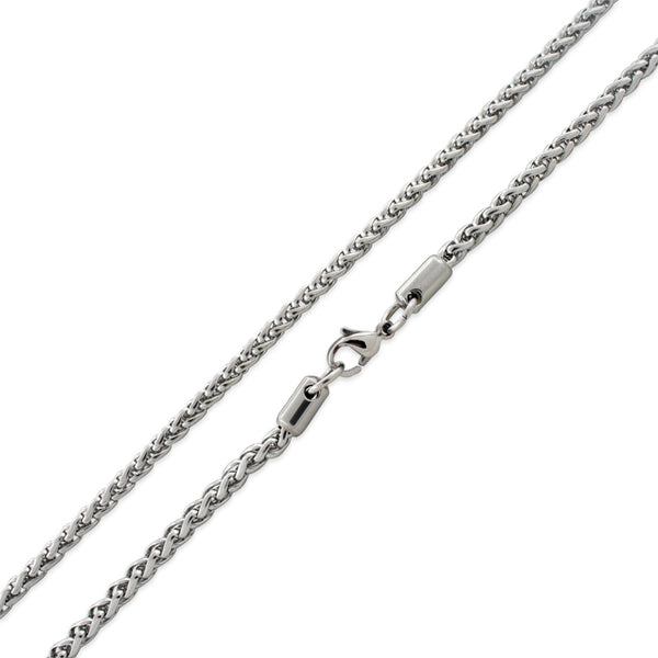 Hypoallergenic Unisex Stainless Steel Spiga Wheat Chain Necklace - 4.0MM  20" - 30" Length