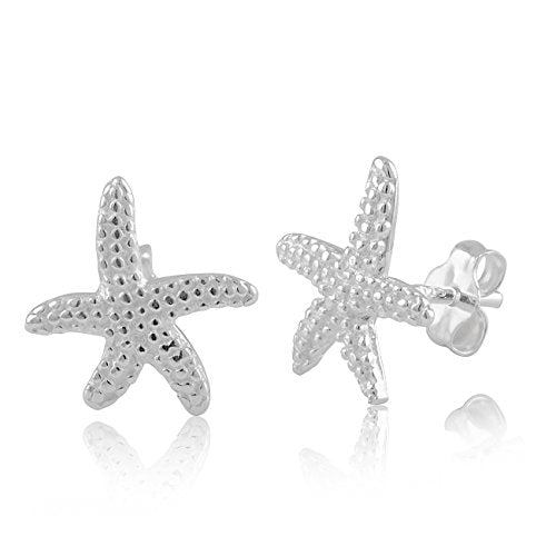 Sterling Silver Womens Elegant Tropical Starfish Stud Earrings