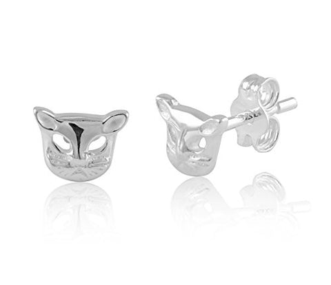 Sterling Silver Girls Dainty Cat Stud Earrings