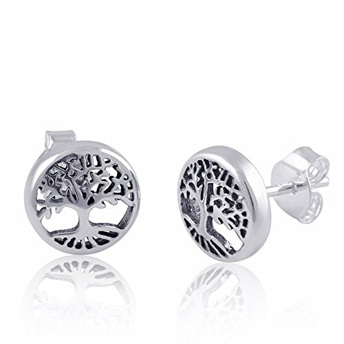 Sterling Silver Small Tree of Life Stud Earrings